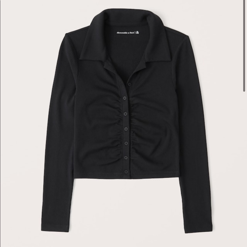 Long-Sleeve Ruched Polo Top SOLD OUT